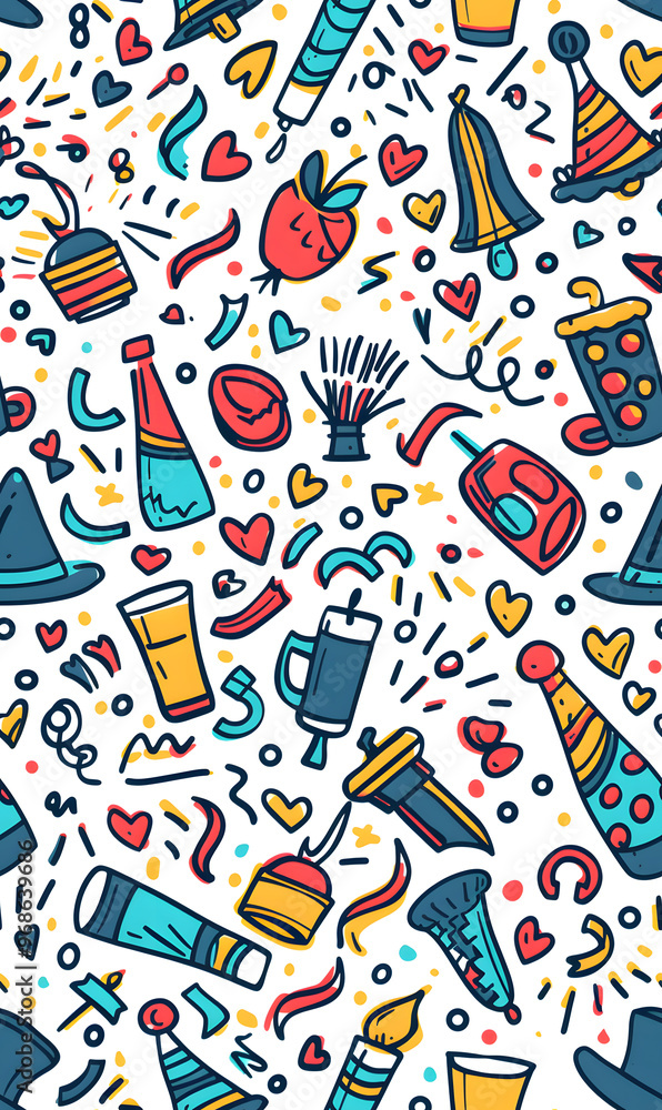 New Year and Christmas 2d cartoon or graphic advertising background, Seamless pattern New Year and Christmas 2d cartoon or graphic advertising background, Seamless pattern