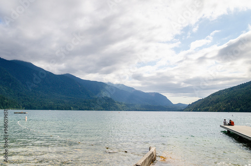 Natural beauty of the Cultus Lake in Chilliwack, Fraser Valley, BC, Canada on a cloudy day photo