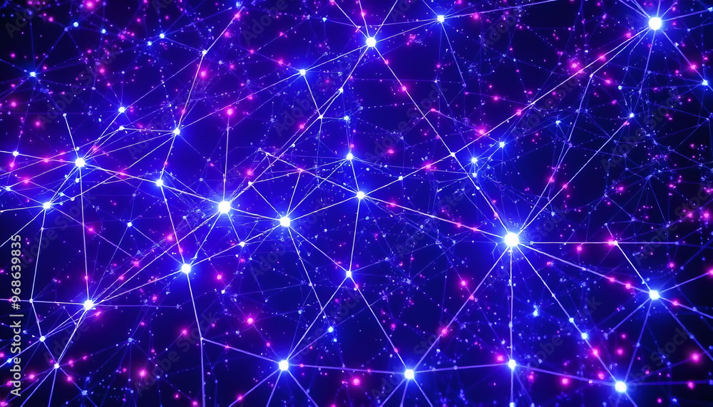 Abstract Blue and Pink Neon Lights in a Network Pattern Abstract Blue and Pink Neon Lights in a Network Pattern