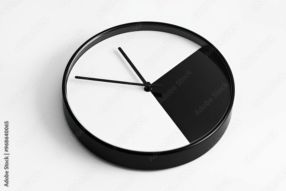 Minimalist Desk Clock with Sleek Black and White Design on White Background Minimalist Desk Clock with Sleek Black and White Design on White Background