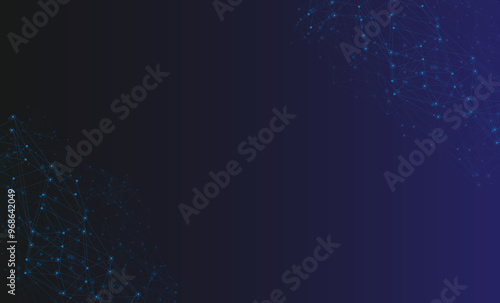 Technology Network Abstract Background, Communication, dots connected by line technology, technological blue background,