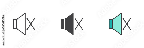 Sound mute different style icon set