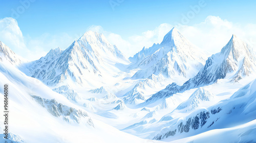 Wallpaper Mural Snowcapped mountains under a clear blue sky, winter weather, cold and majestic Torontodigital.ca