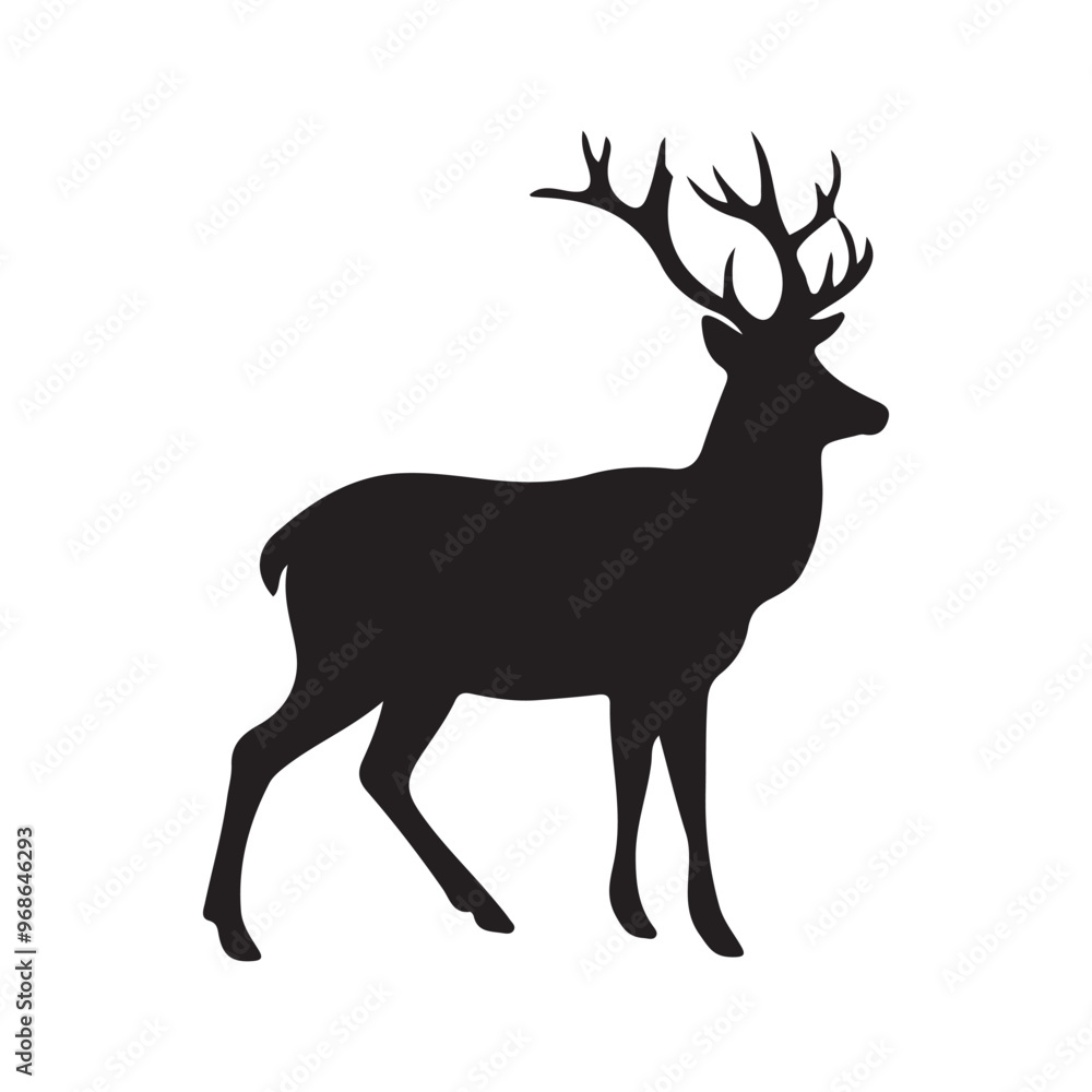 deer silhouette, wild deer silhouettes in flat style isolated on white background. Vector illustration deer silhouette, wild deer silhouettes in flat style isolated on white background. Vector illustration