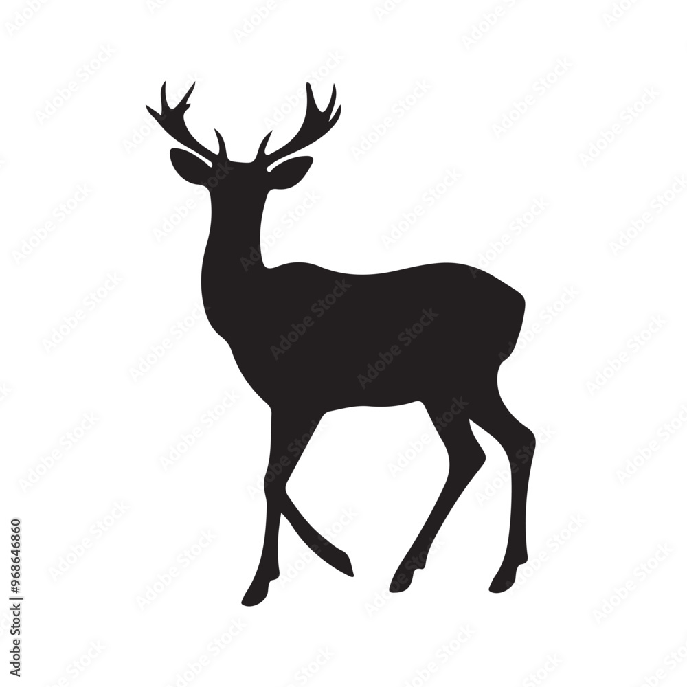 deer silhouette, wild deer silhouettes in flat style isolated on white background. Vector illustration deer silhouette, wild deer silhouettes in flat style isolated on white background. Vector illustration