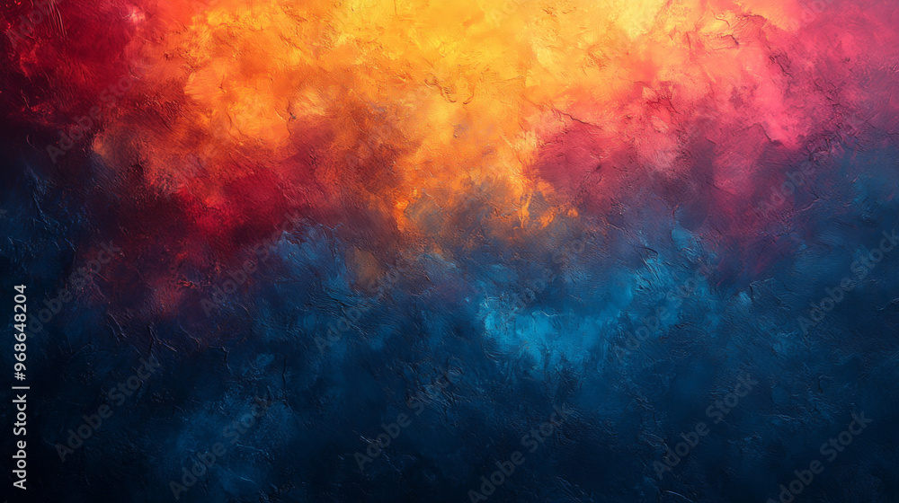 Obraz premium Grainy Dark Banner Poster with Orange and Blue Background