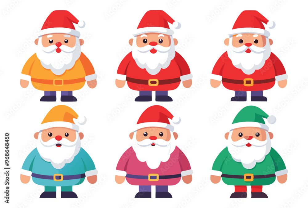 Set of Cute Cartoon Santa Claus Characters in Different Outfits Vector Illustration Set of Cute Cartoon Santa Claus Characters in Different Outfits Vector Illustration