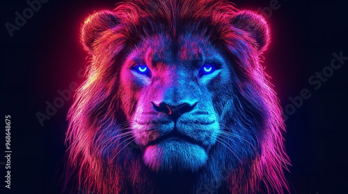 Fototapeta Naklejka Na Ścianę i Meble -  abstract neon rainbow lion background