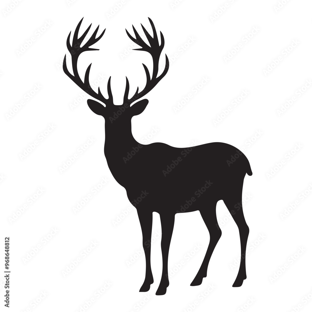 deer silhouette, wild deer silhouettes in flat style isolated on white background. Vector illustration deer silhouette, wild deer silhouettes in flat style isolated on white background. Vector illustration