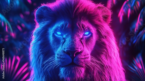 abstract neon rainbow lion background