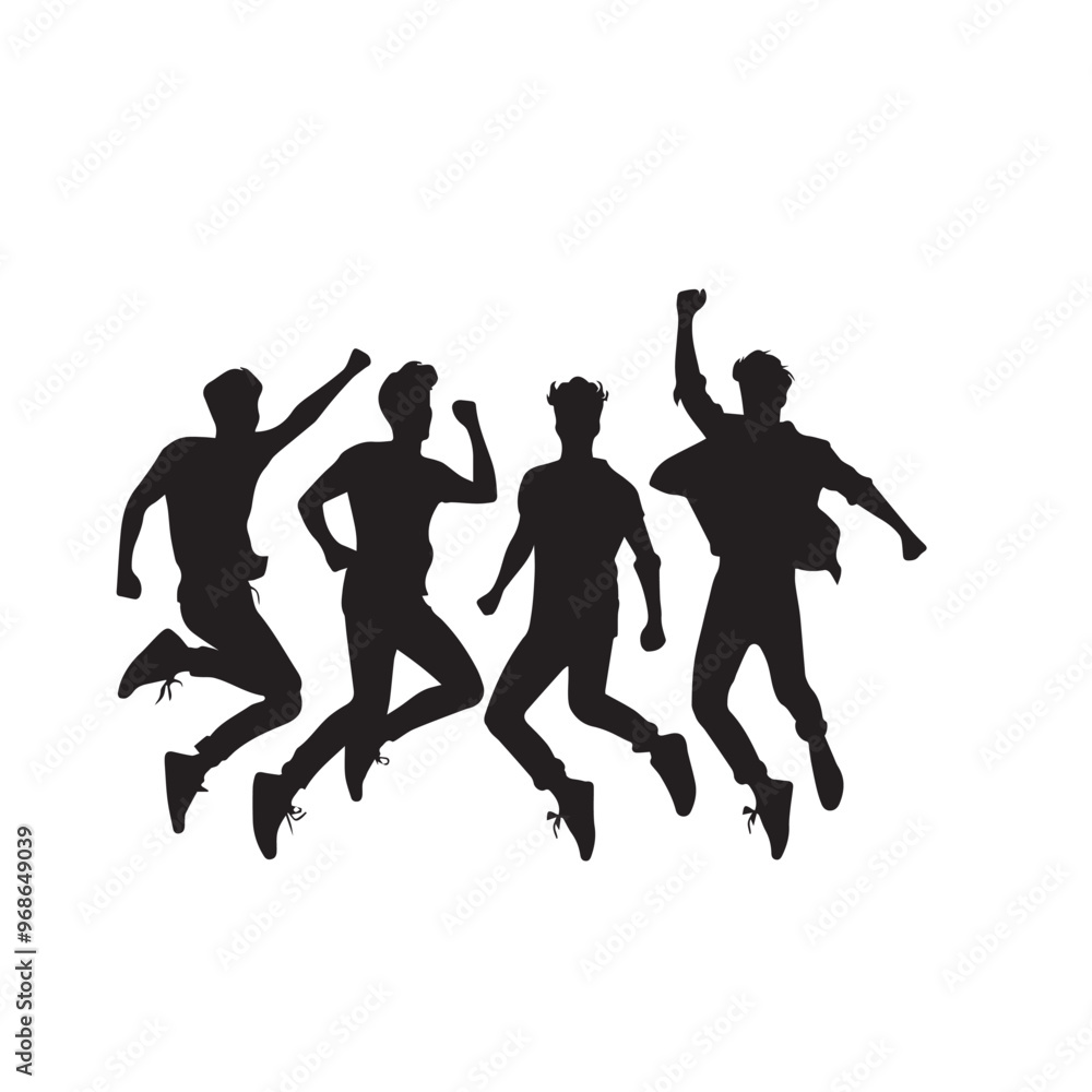 Fototapeta premium Friends enjoying silhouette. Friends group vector silhouette. Friendship day concept