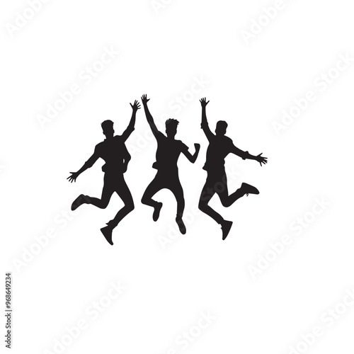 Friends enjoying silhouette. Friends group vector silhouette. Friendship day concept