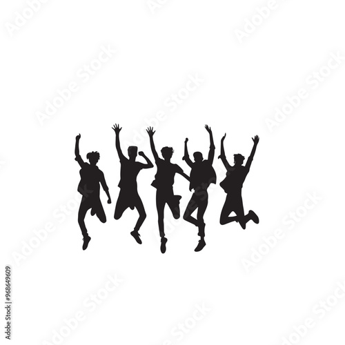 Friends enjoying silhouette. Friends group vector silhouette. Friendship day concept