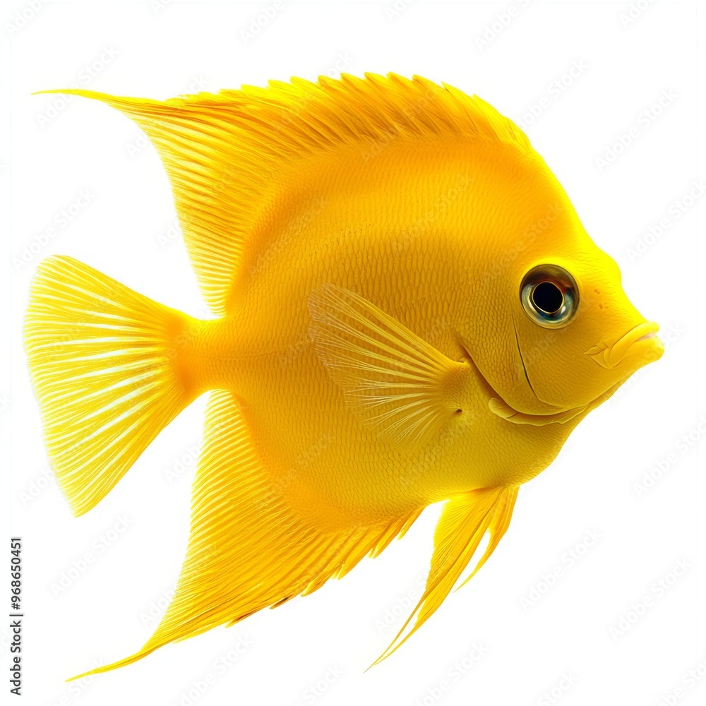 Yellow sea fish, isolate on white, detailed eyes and body Yellow sea fish, isolate on white, detailed eyes and body