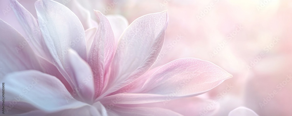 Soft pink and white flower petals close-up, ethereal beauty concept Soft pink and white flower petals close-up, ethereal beauty concept