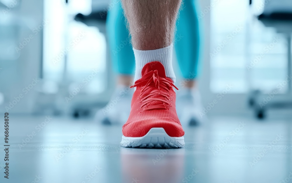 Hands-on physical therapy session, stretching the patient s leg, clean modern clinic, recovery and muscle strengthening theme Hands-on physical therapy session, stretching the patient s leg, clean modern clinic, recovery and muscle strengthening theme