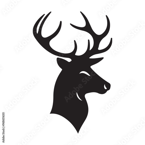 deer silhouette, wild deer silhouettes in flat style isolated on white background. Vector illustration