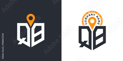 QB Location Logo Bundle. Letter QB Logo Dual Vector Icons for Recruitment and Navigation