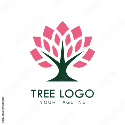 Tree icon concept of a stylized tree with leaves, lends itself to being used with text photo