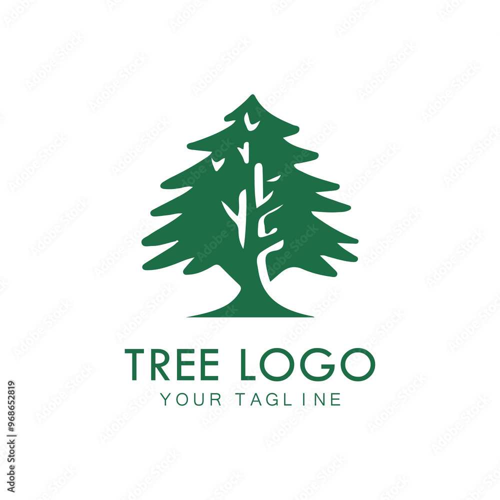 Tree icon concept of a stylized tree with leaves, lends itself to being used with text Tree icon concept of a stylized tree with leaves, lends itself to being used with text