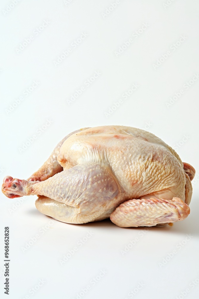 Whole chicken, raw and uncooked on white background, Whole chicken, raw and uncooked on white background,