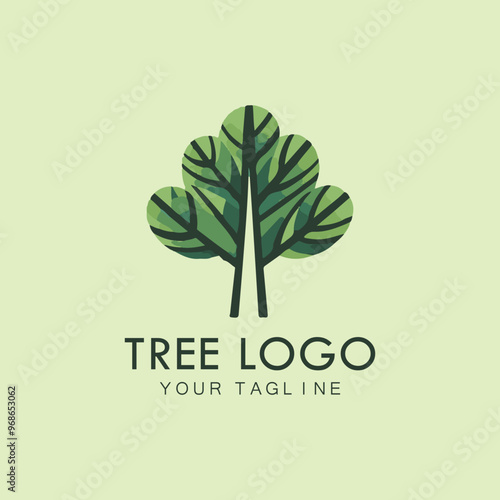 Tree icon concept of a stylized tree with leaves, lends itself to being used with text photo