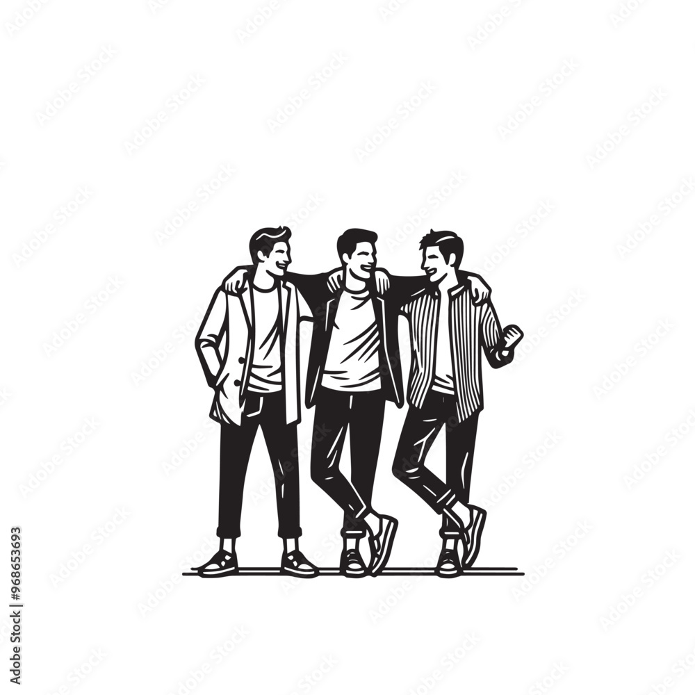 Friends enjoying silhouette. Friends group vector silhouette. Friendship day concept Friends enjoying silhouette. Friends group vector silhouette. Friendship day concept