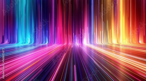 Colorful Light Streaks Create an Abstract Digital Art Piece Showcasing Vibrant Hues and Patterns