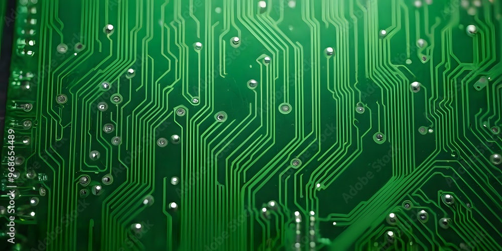 Green Circuit Board with Intricate Pathways Green Circuit Board with Intricate Pathways