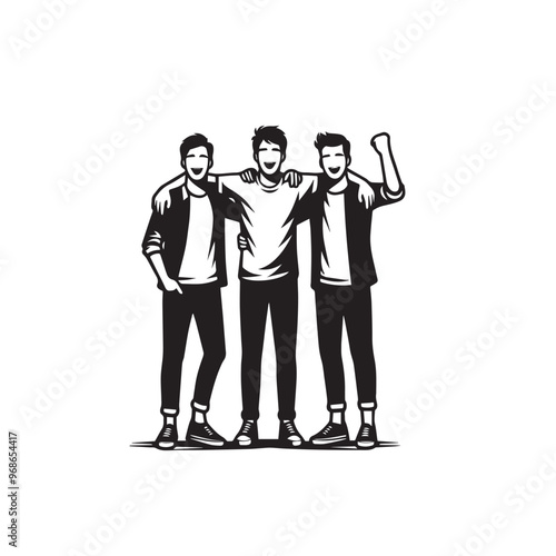 Friends enjoying silhouette. Friends group vector silhouette. Friendship day concept