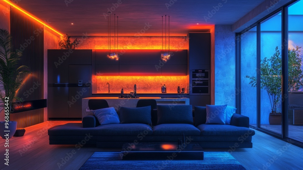 AI-managed smart home ecosystems controlling lighting, security, and temperature: A home where all systems are seamlessly controlled through AI interfaces. AI-managed smart home ecosystems controlling lighting, security, and temperature: A home where all systems are seamlessly controlled through AI interfaces.