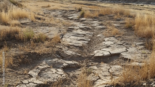 Parched soil and eroded landscapes reflecting the consequences of soil retrogression and improper land use photo