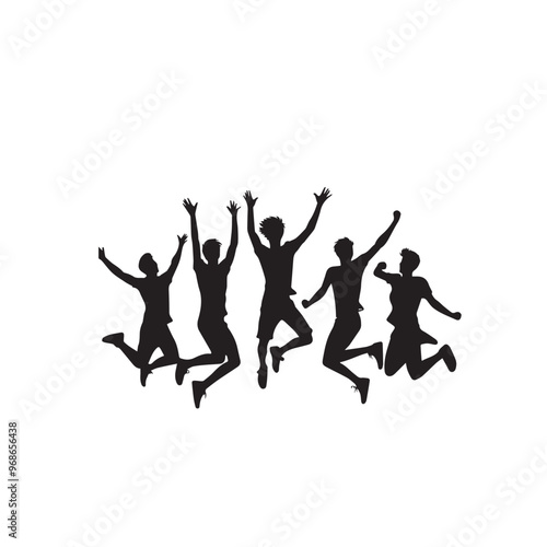 Friends group silhouette. Friendship day concept. Friends enjoying vector silhouette.