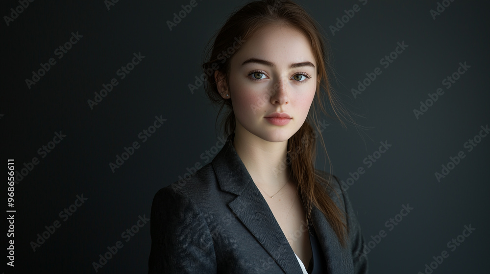 Young beautiful model business woman, smooth background with copy space Young beautiful model business woman, smooth background with copy space