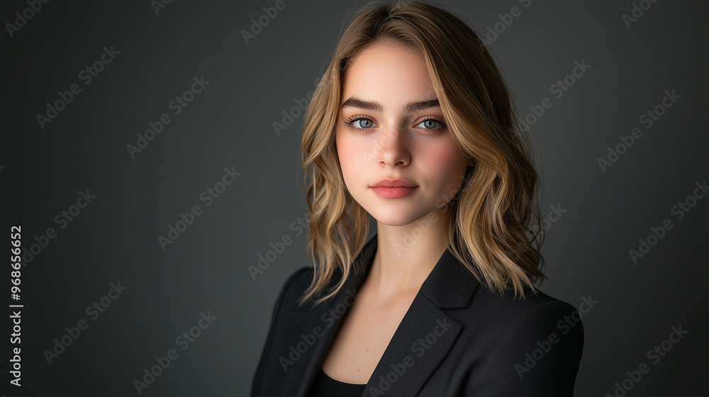 Young beautiful model business woman, smooth background with copy space Young beautiful model business woman, smooth background with copy space