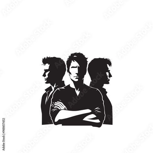 Friends group silhouette. Friendship day concept. Friends enjoying vector silhouette.
