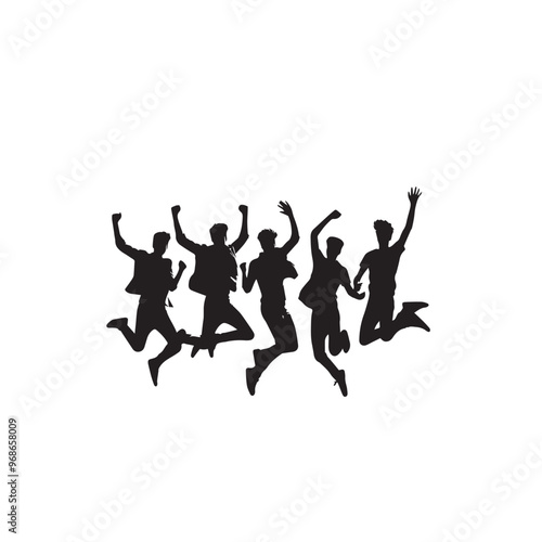 Friends group silhouette. Friendship day concept. Friends enjoying vector silhouette.