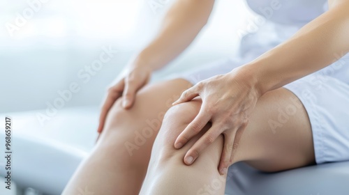 Wallpaper Mural Close-up of therapist helping patient perform leg exercises, calm and supportive environment, physiotherapy and healing process Torontodigital.ca