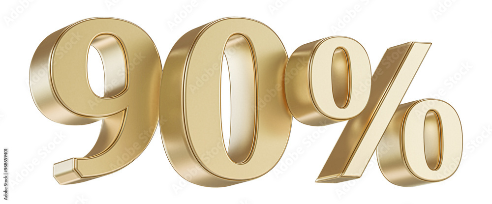 90 Percent Off Sale . Gold Number Promotion