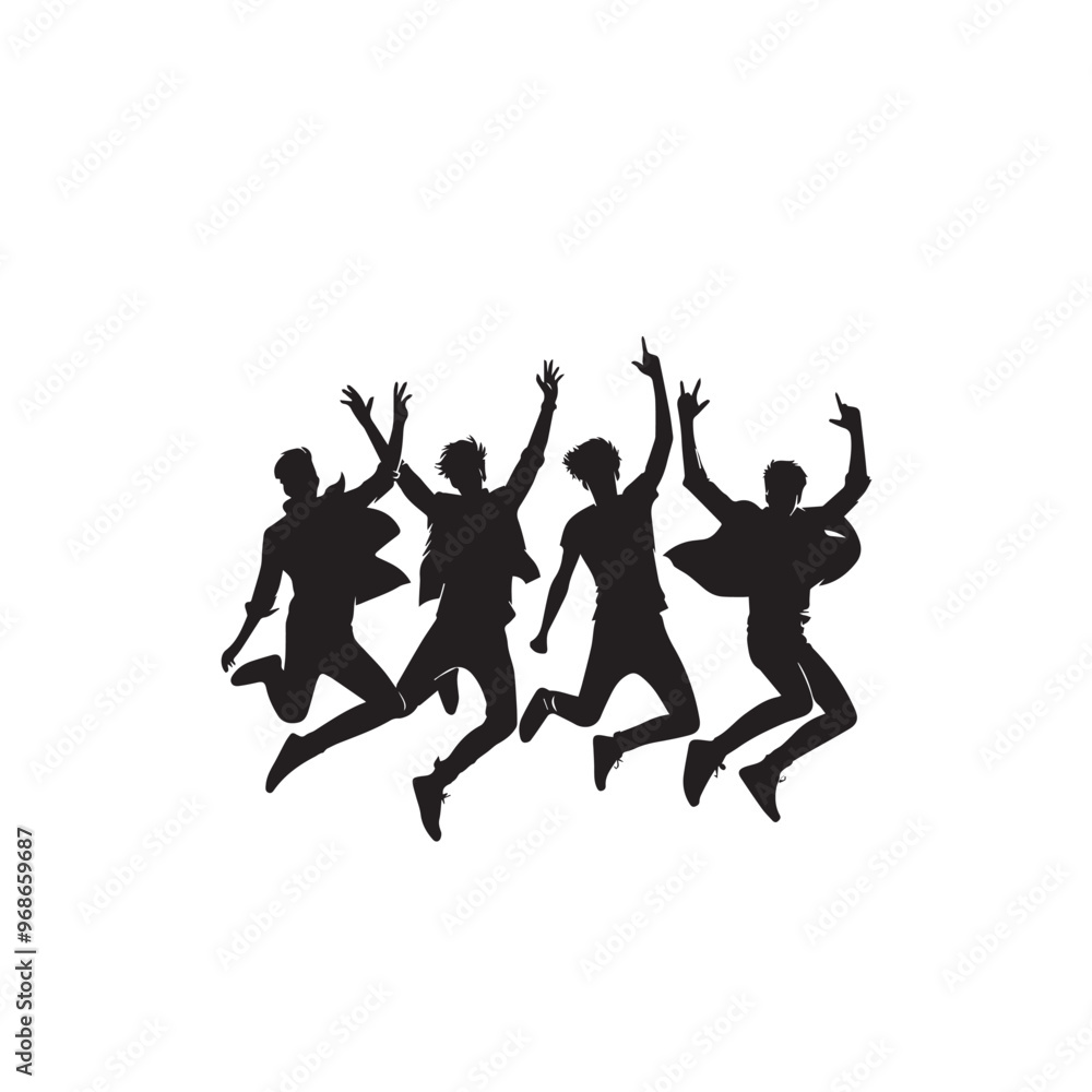 Friends group silhouette. Friendship day concept. Friends enjoying vector silhouette. Friends group silhouette. Friendship day concept. Friends enjoying vector silhouette.