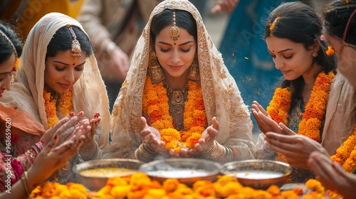 Indian women in traditional costume during New Year celebration cultural heritage and ethnic family traditions in Indian Gudi Padwa