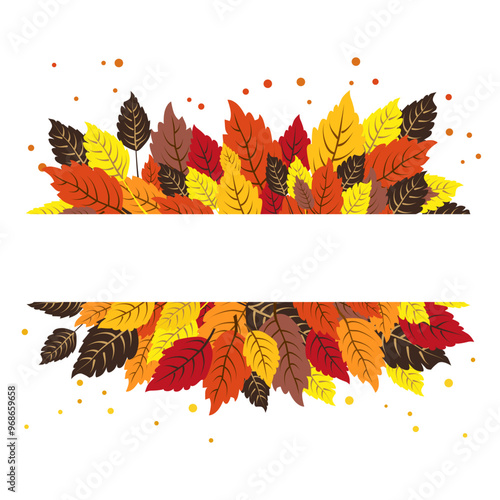 Vector isolated rectangular frame of yellow autumn leaves. Border for text. Flat clipart for design