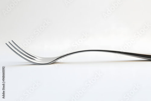 "Super Realistic Close-Up of a Fork at a Side Angle on White Background"