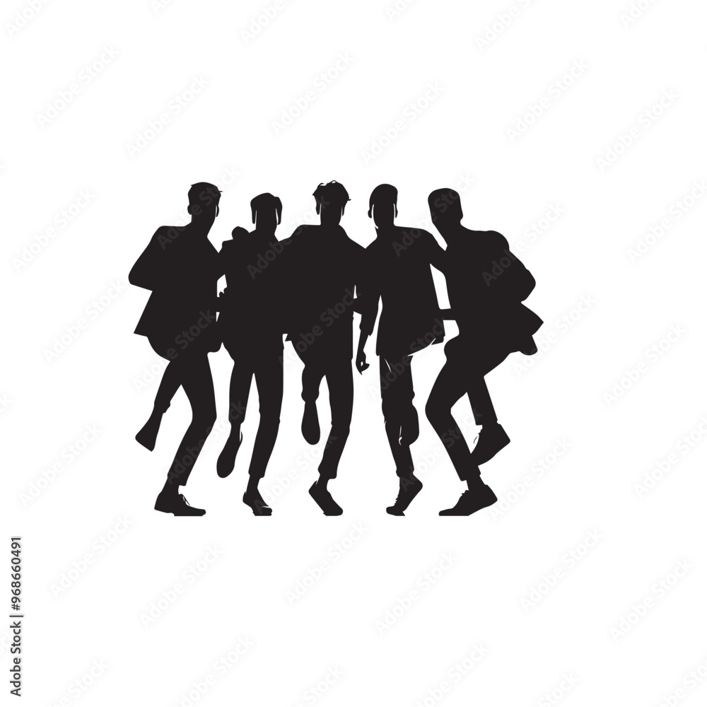 Friends group silhouette. Friendship day concept. Friends enjoying vector silhouette. Friends group silhouette. Friendship day concept. Friends enjoying vector silhouette.