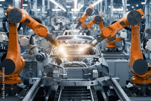 Robots Performing Multiple Tasks in the Car Manufacturing Process