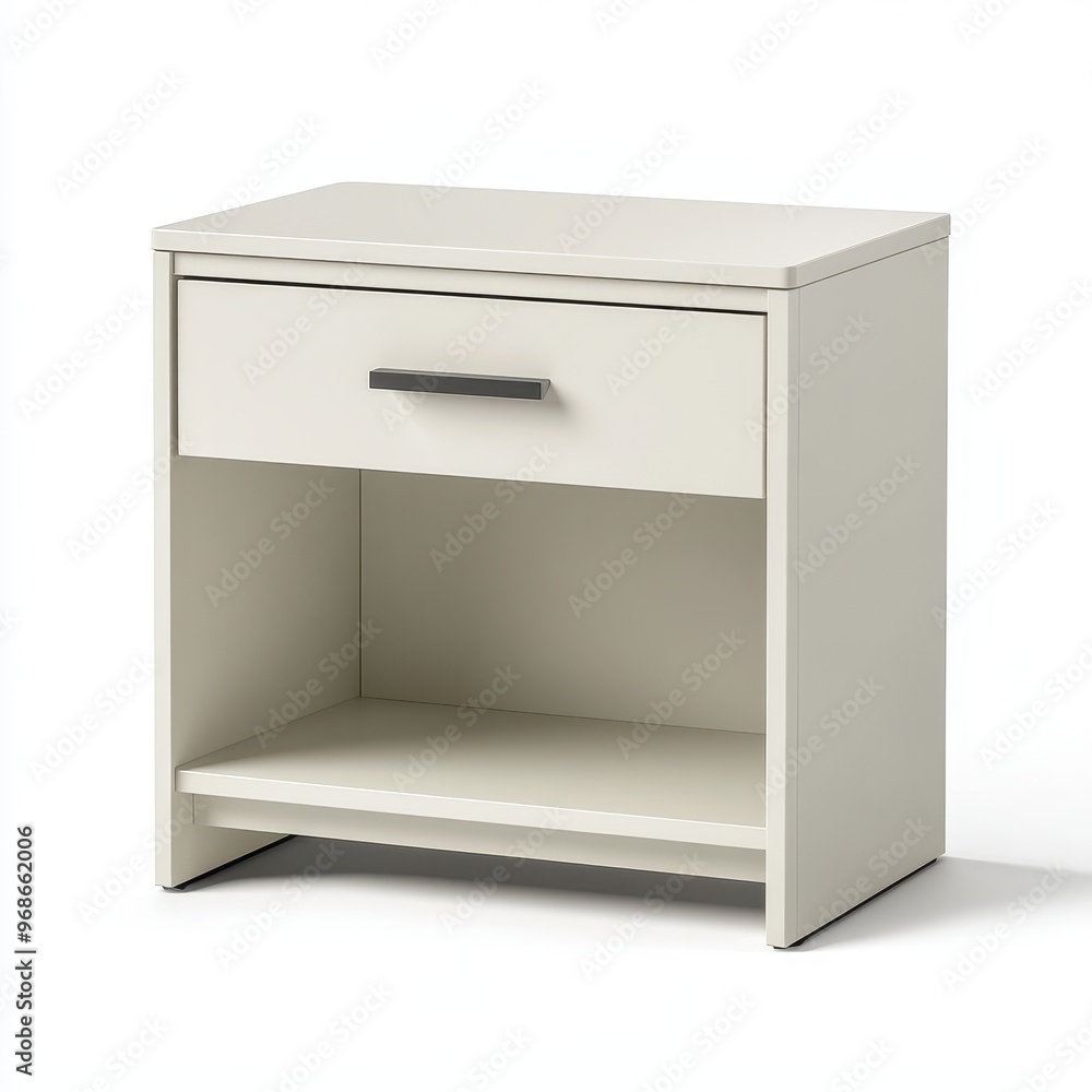A modern nightstand with a drawer and open shelf, ideal for bedroom storage and decor. A modern nightstand with a drawer and open shelf, ideal for bedroom storage and decor.