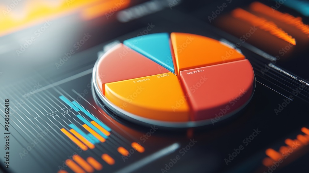 Close-up of a 3D pie chart with interactive elements, including hover effects and clickable segments, illustrating a sophisticated data presentation. Close-up of a 3D pie chart with interactive elements, including hover effects and clickable segments, illustrating a sophisticated data presentation.
