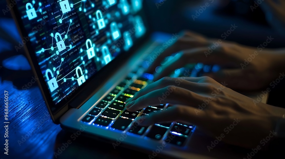 Secure Online Communication with Advanced Technology and Digital Lock Symbols Secure Online Communication with Advanced Technology and Digital Lock Symbols