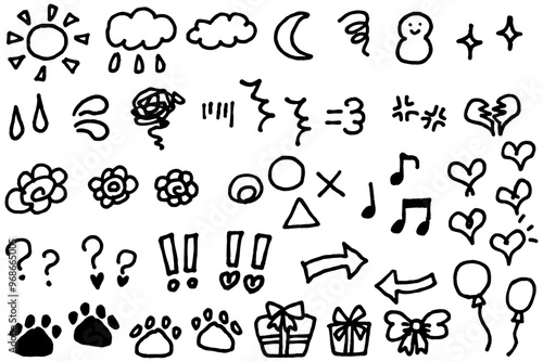 かわいい手描きの落書きアイコンセット