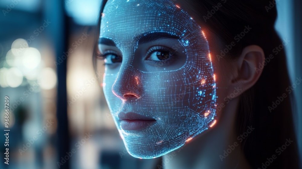 AI-controlled home security systems with facial recognition: A home security system automatically identifying people and granting access. AI-controlled home security systems with facial recognition: A home security system automatically identifying people and granting access.